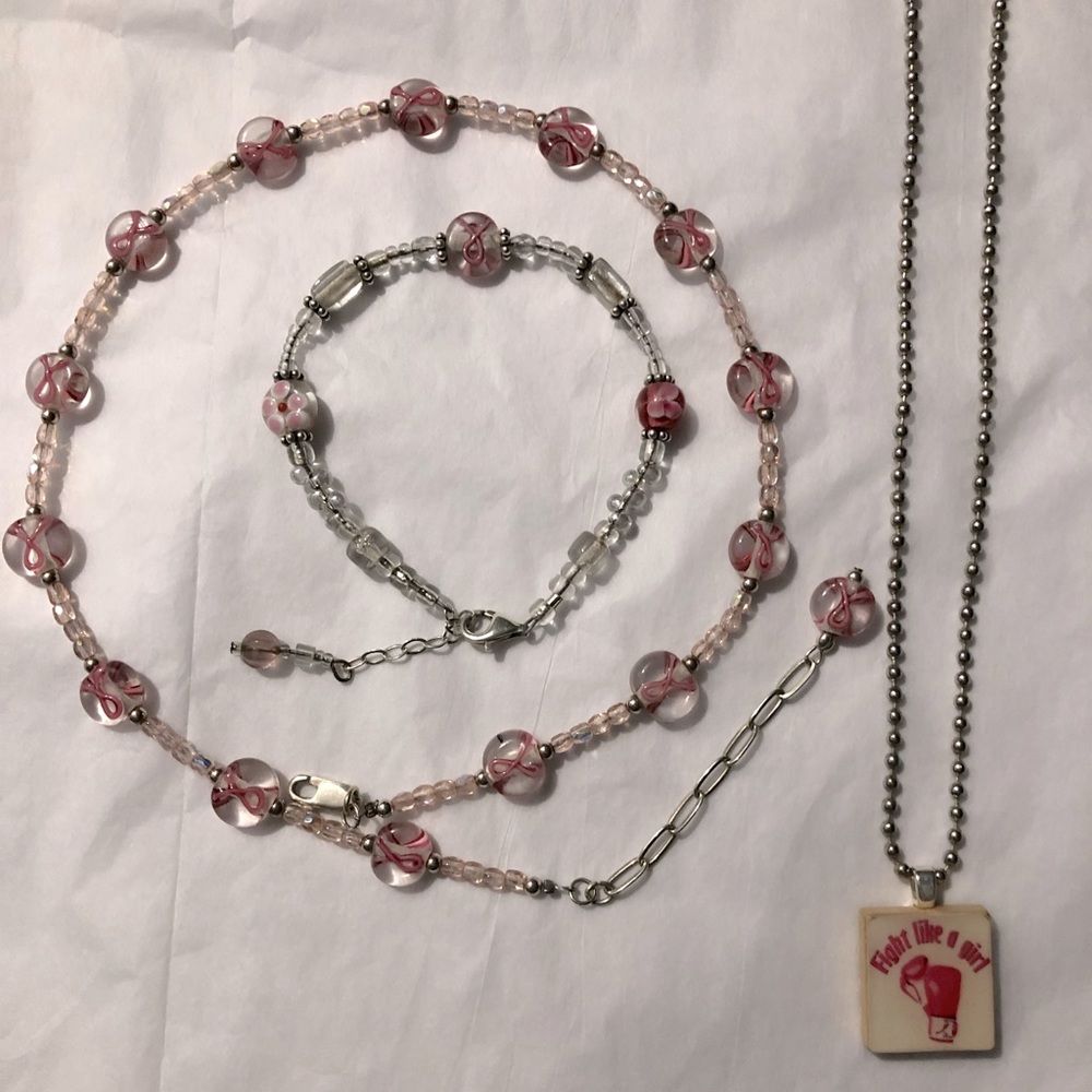 Breast Cancer Awareness Necklaces & Bracelet Set